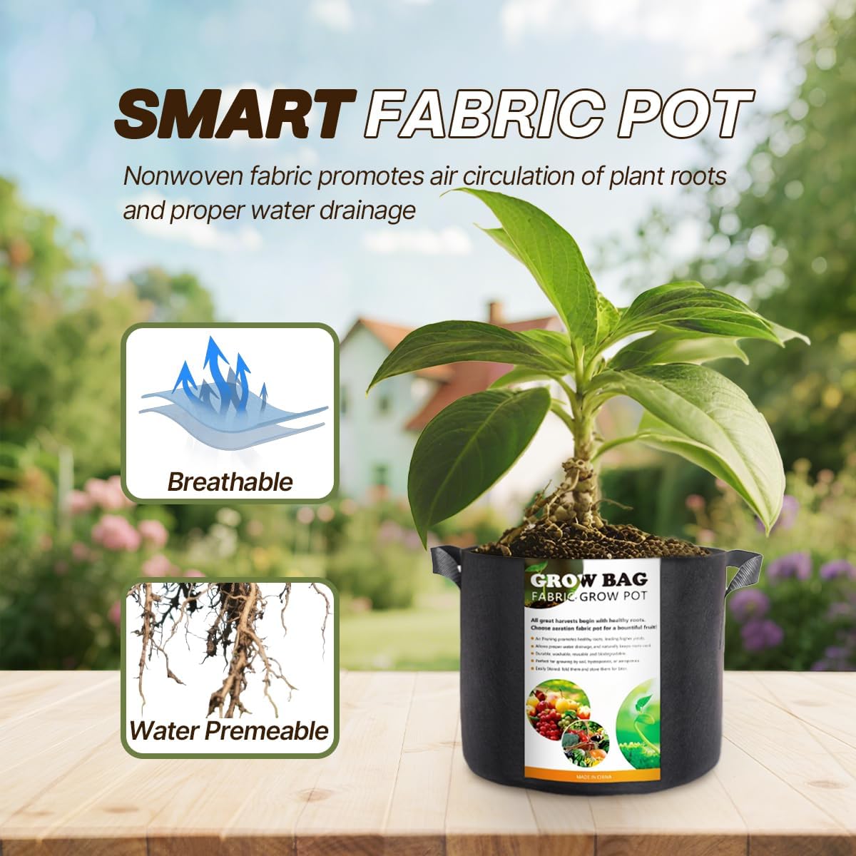 10 Pack 7 Gallon Grow Bags, Heavy-Duty 300G Thickened Non-Woven Fabric Pots with Handles for Potatoes, Mushrooms