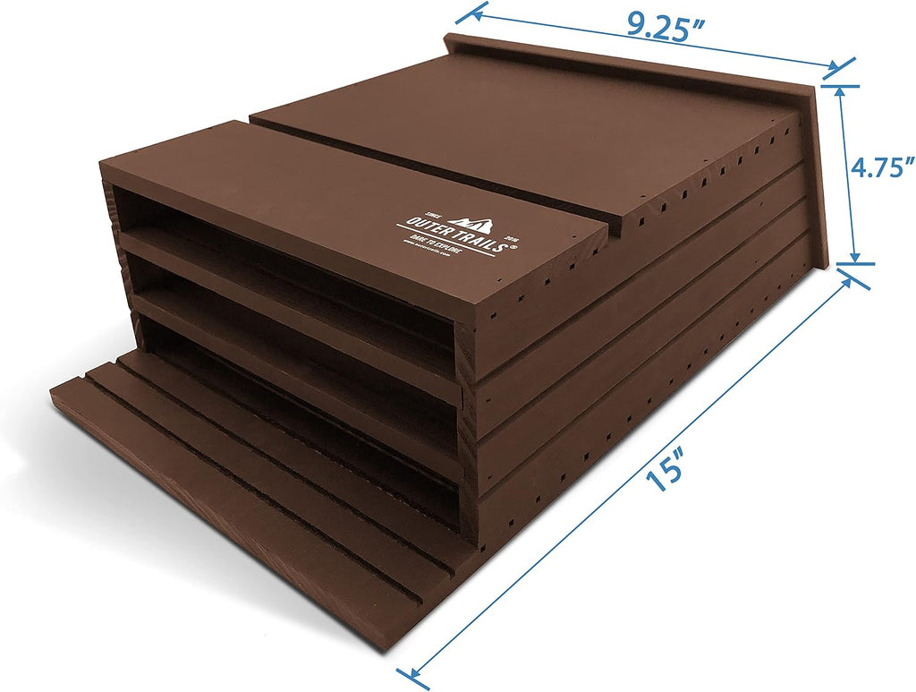 Bat House for Outdoors, Japanese Cedar, 3 Chamber, Brown | Premium Japanese cedar bat house in brown; three grooved