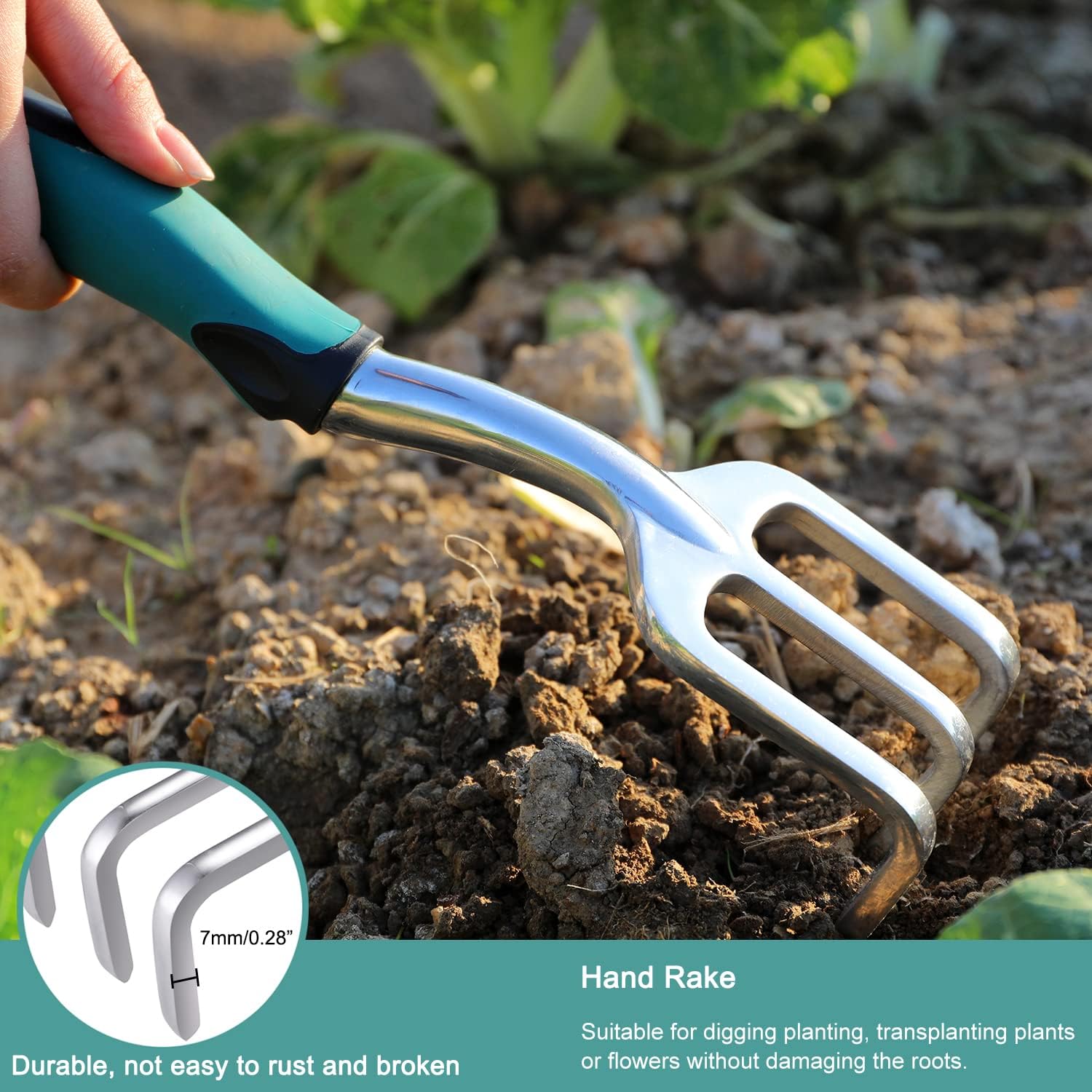 FANHAO Garden Tools Set, 3 Piece Heavy Duty Gardening Tools Cast Aluminum with Soft Rubberized Non-Slip Handle, Durable