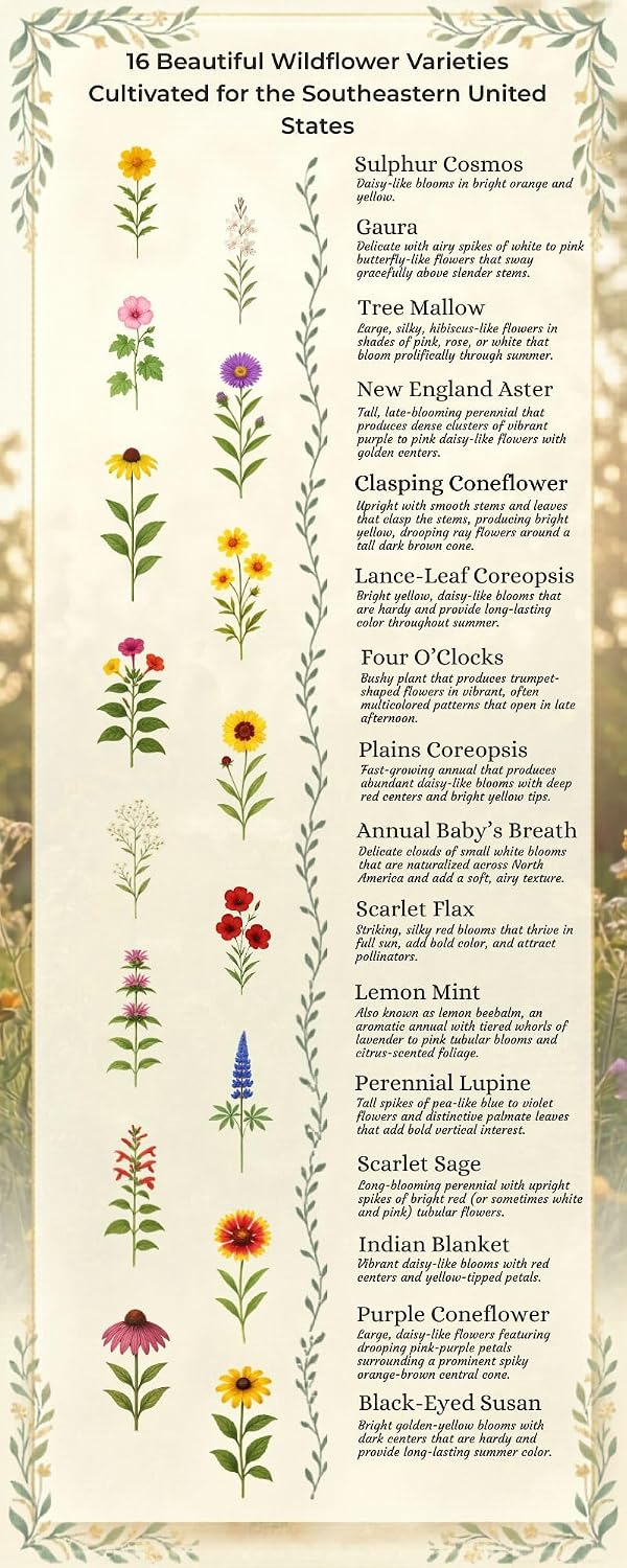 North Carolina Bulk Perennial and Annual Non-GMO Wildflower Seed Mix 1/4lb Covers 500sq-ft - Attract Pollinators