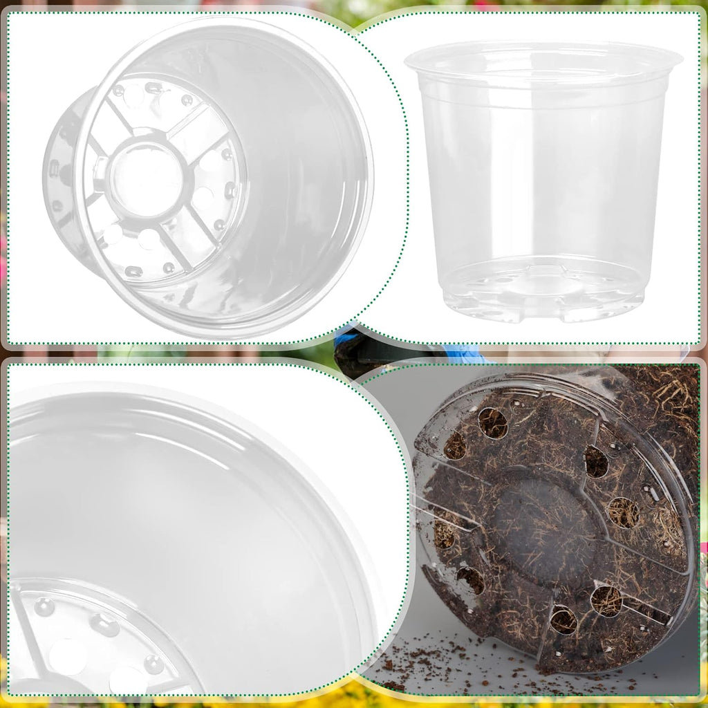 OUPSAUI 28 Pack 4/5/6/7 Inch Clear Nursery Pots for Plants with Drainage Holes, Clear Plastic Seedling Flower Plant Pot