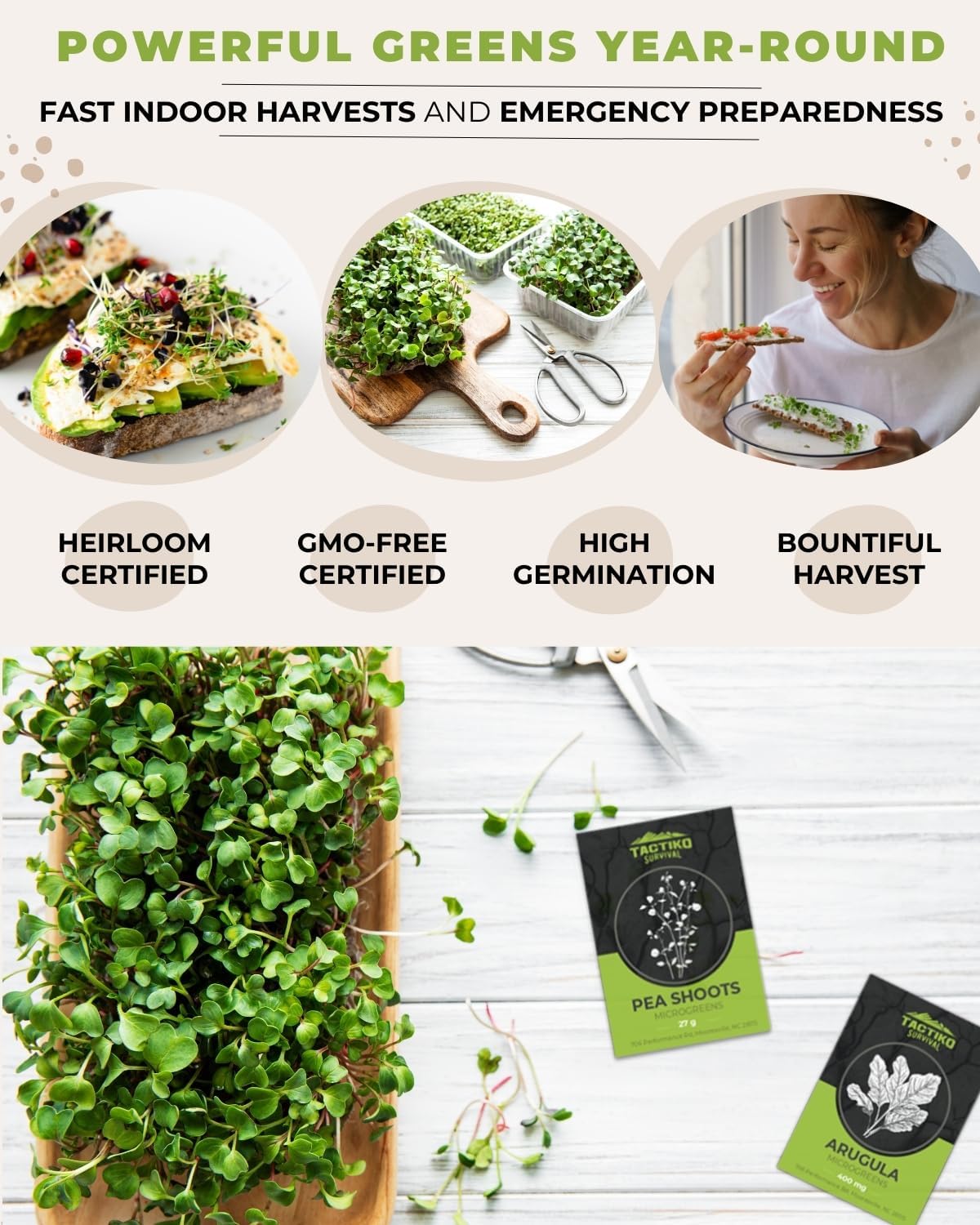 Tactiko Rapid Growth Seed Kit | 15 Microgreens Varieties | Non-GMO-US Grown