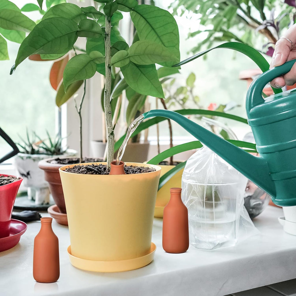 DoubleFill 8 Pcs Ollas Terracotta Watering Pots Self Watering Planter Insert Terracotta Globes Clay for Outdoor Indoor