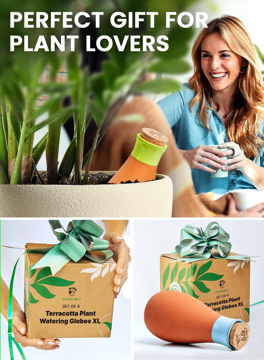 4 Pcs Ollas Terracotta Watering Pots Large - 14 Oz Self Watering Planter Insert Olla Watering System For 1-week Easy To