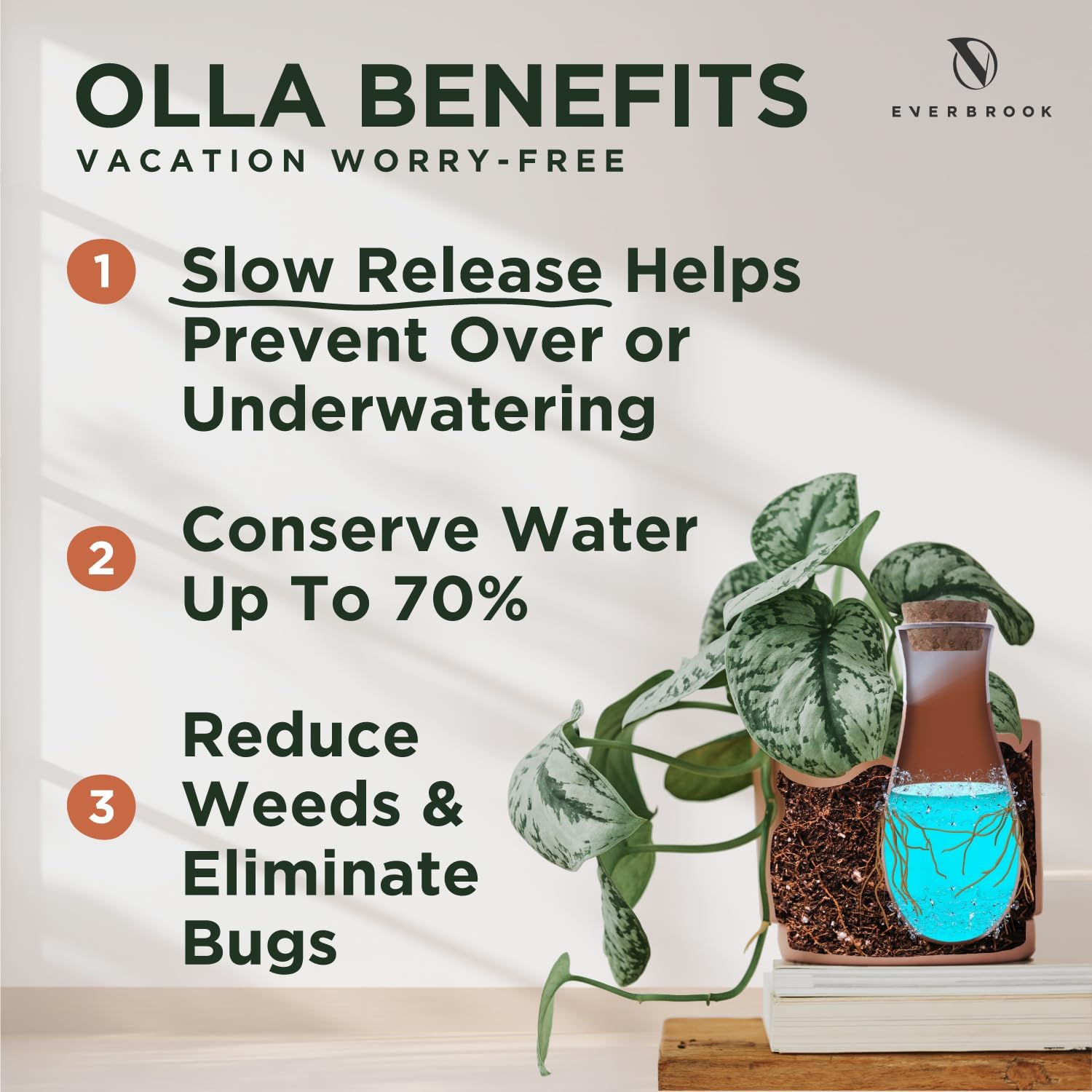 Plant Self Watering Globes - Terracotta Watering Spikes - Slow Release Olla Watering Pots - Drip Irrigiation Olla System