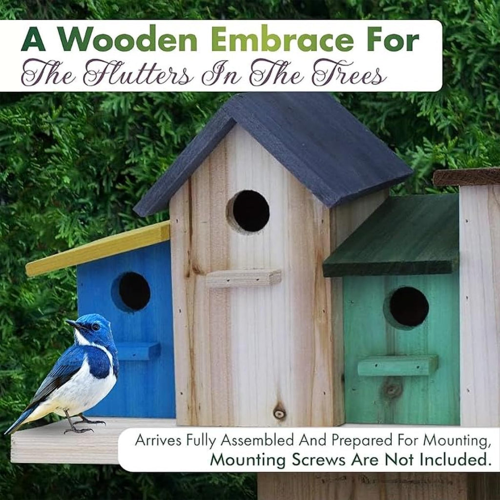 23 Bees 4 Hole Bird House for Outside/Indoors/Hanging, Kits for Children & Adults, Decorative Birdhouse &Home
