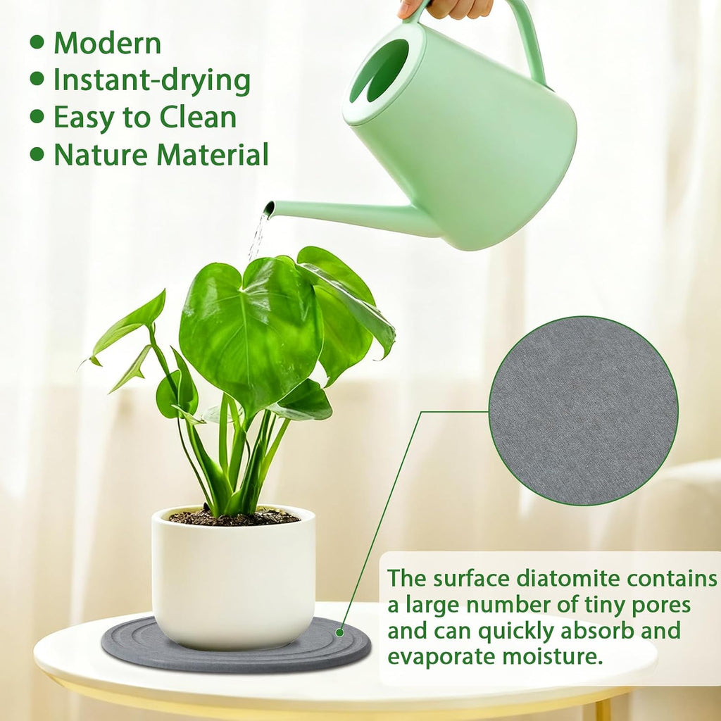 Plant Saucers for Indoors, 6 Pack 6" Quick Dry Diatomite Plant Drip Water Catcher Trays for Pots, Diatomaceous Earth