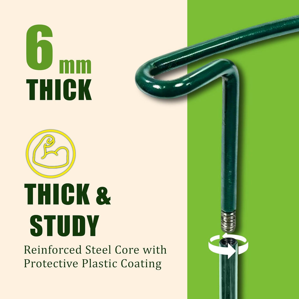 6-Pack Garden Plant Support Cages,14"Diax32"H Heavy Duty Interlinked Half Round Peony Support Rings,Metal Plant Support