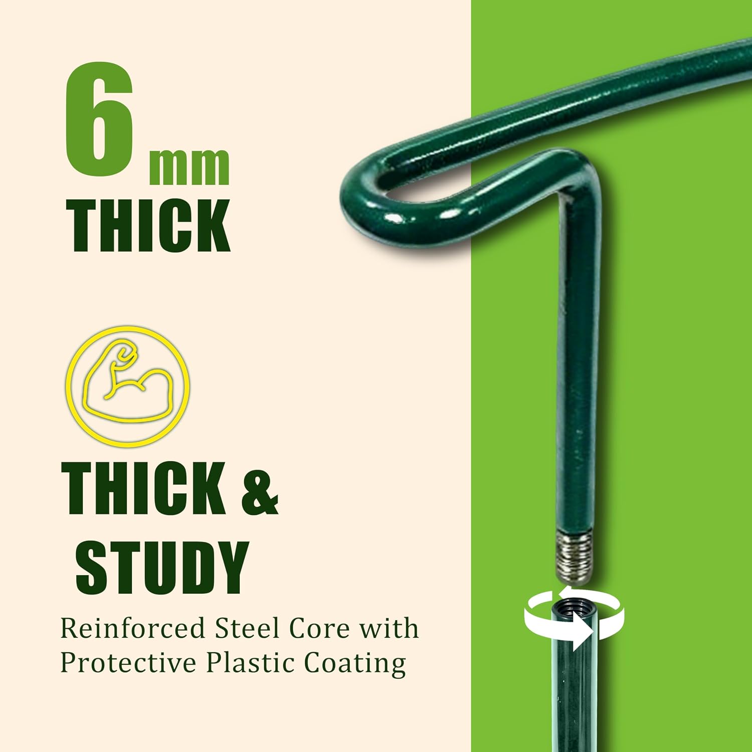 6-Pack Garden Plant Support Cages,14"Diax32"H Heavy Duty Interlinked Half Round Peony Support Rings,Metal Plant Support