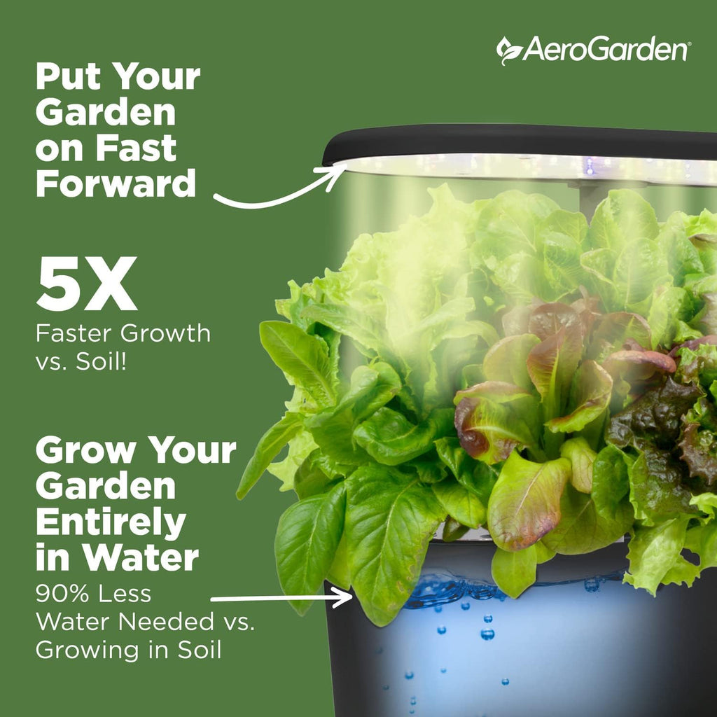 AeroGarden Bounty, Black | Indoor Garden with LED Grow Light, WiFi and Alexa Compatible