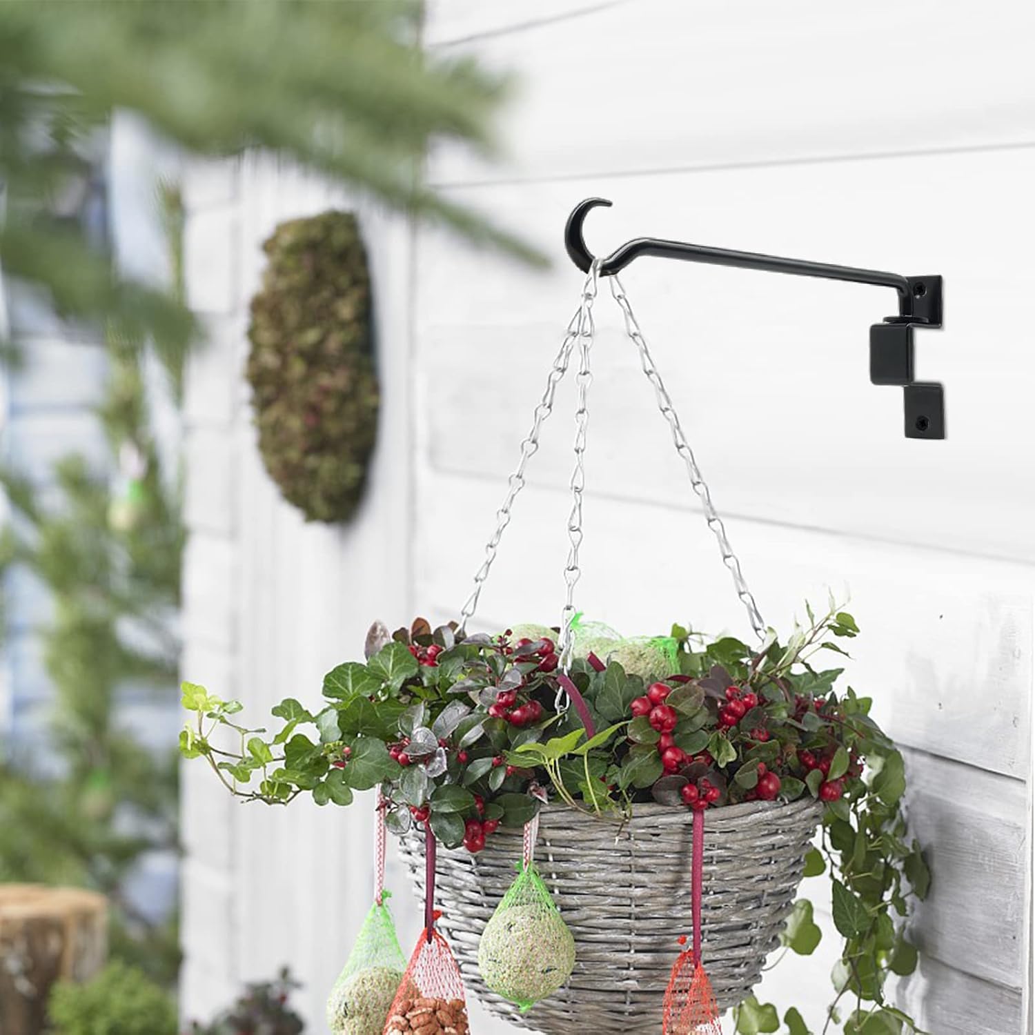 16 inch 2 Pack Swivel Plant Hangers Outdoor Heavy Duty - Black Iron Plant Hanging Hook Bracket for Flowers Baskets Pots