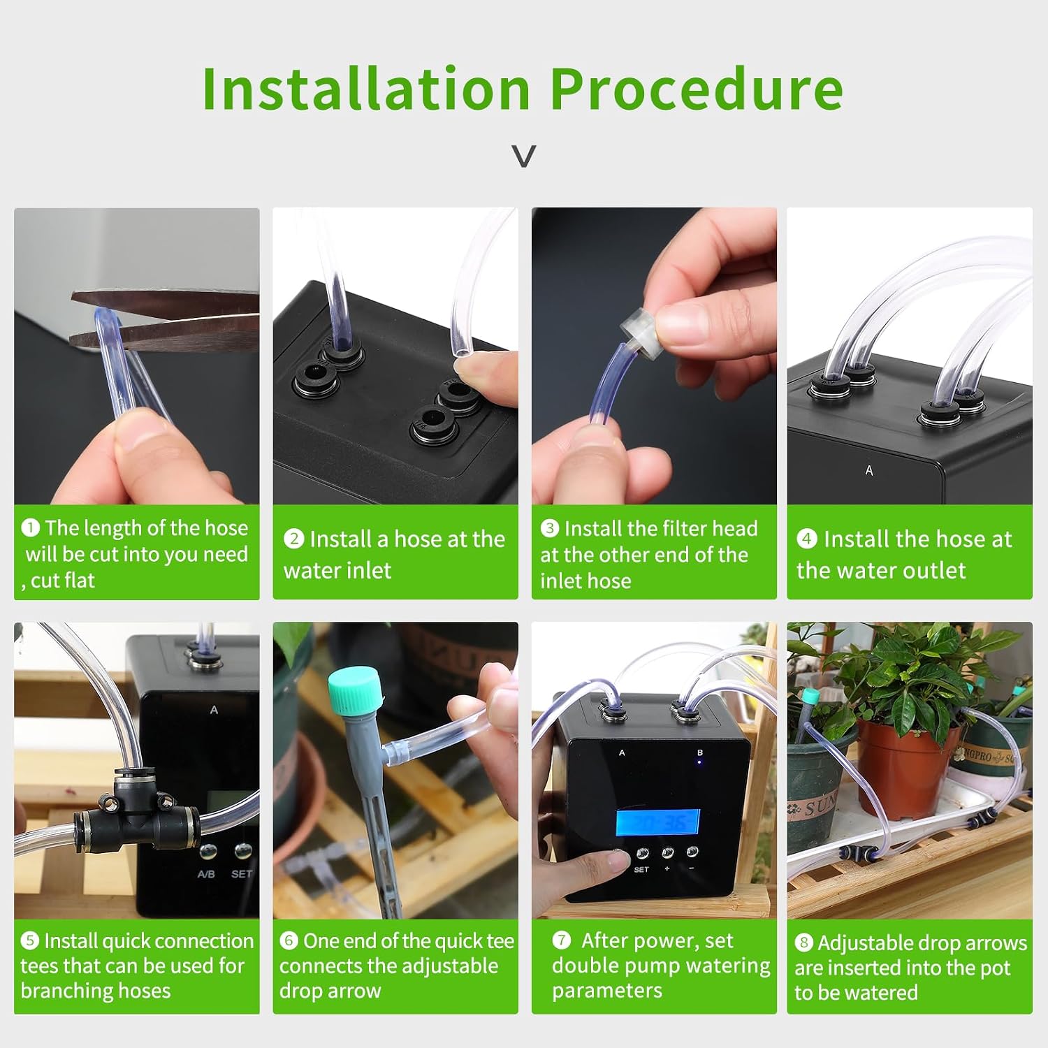 Automatic Watering System for Potted Plants | Indoor Plant Waterer with Programmable Timer, Dual Self-Priming Pumps
