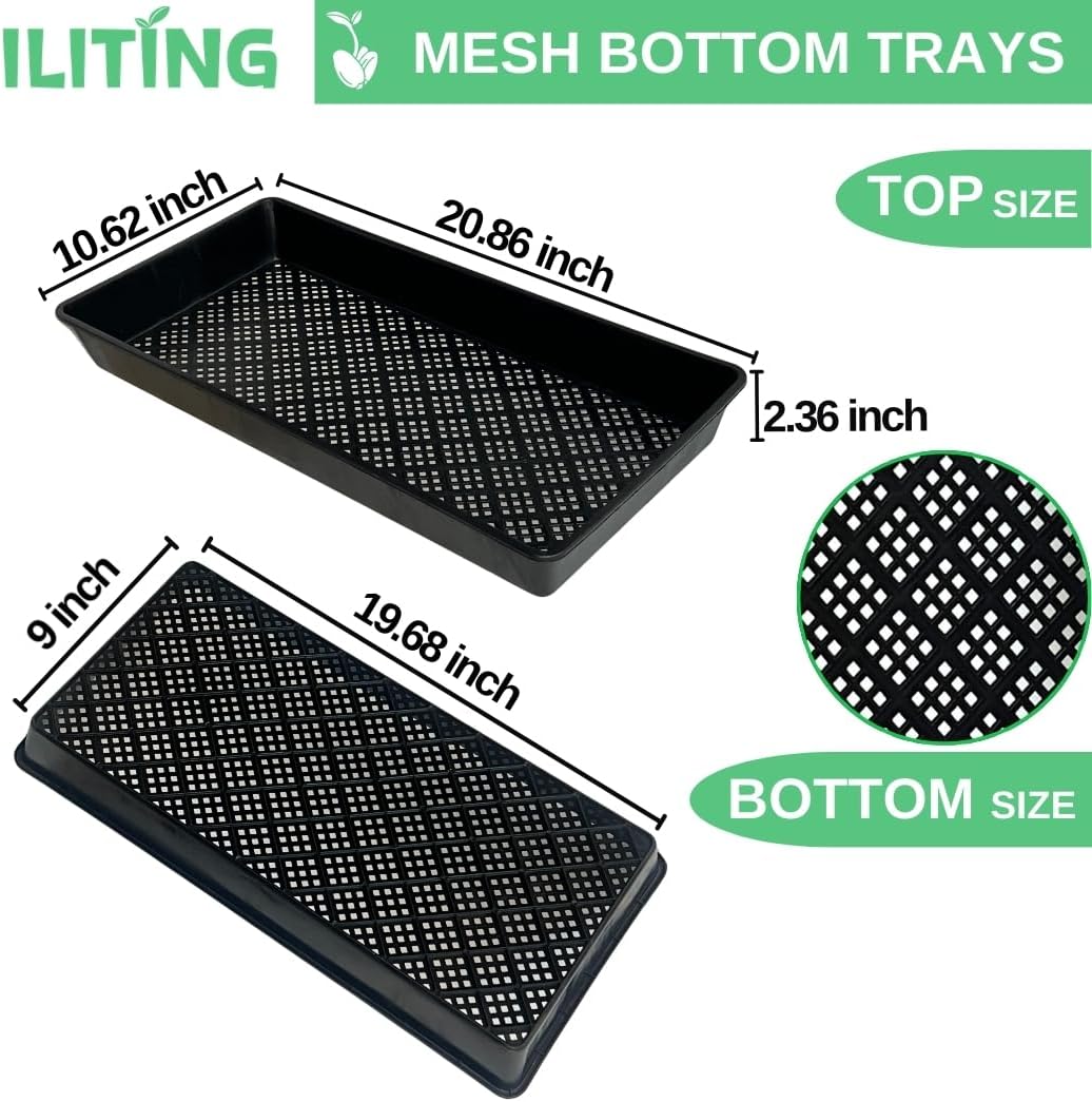1020 Mesh Tray Soil Blocking Tray 1020 Trays Seedling Starter Trays 10 Pack Black 10x21 Inches for Microgreens