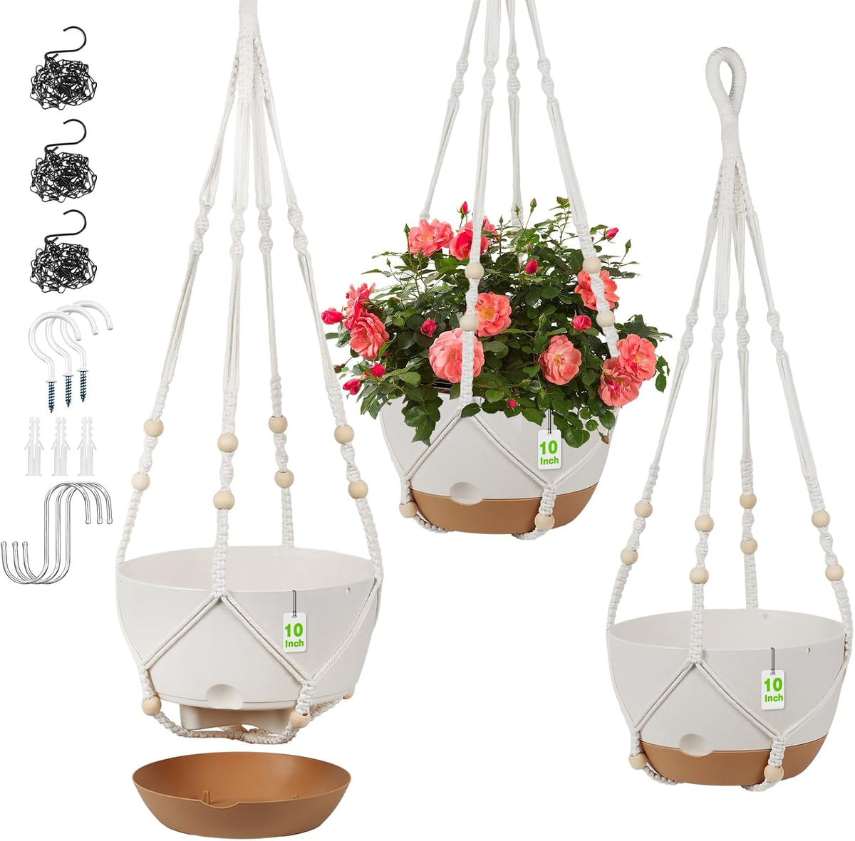Shappy Macrame Disco Ball Plant Hanger, Boho Hanging Planter Home Decor