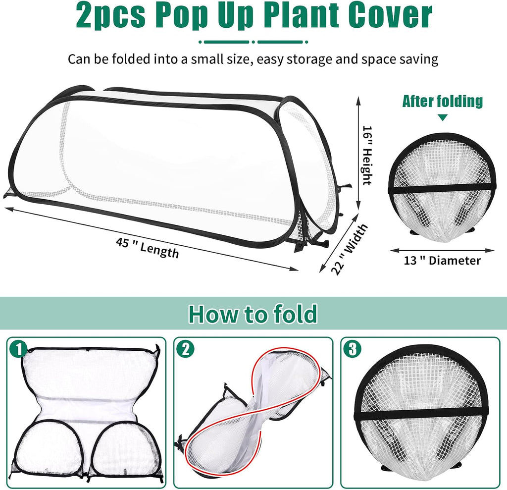 2 Pack Garden Covers for Raised Beds, 45"X22"X16", Freeze Protection | Garden Row Plants Cover Accelerator, Greenhouse