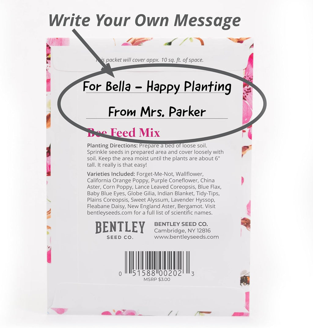 Bentley Seed Flower Mix - Pollinator Seed Mix with 5 Wildflower Seed Packets - Non-GMO Pollinator Seeds - Eco-Friendly