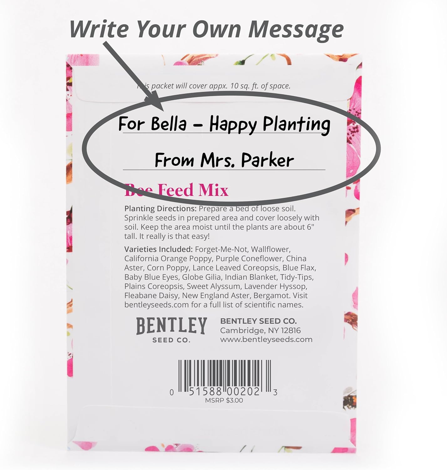 Bentley Seed Flower Mix - Pollinator Seed Mix with 5 Wildflower Seed Packets - Non-GMO Pollinator Seeds - Eco-Friendly