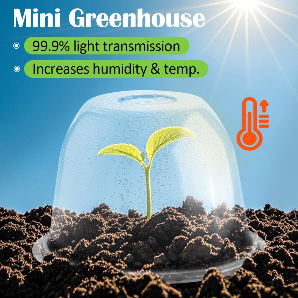 10" D × 6.7" H Plant Protectors from Animals, Garden Cloches for Seedlings Nursery Pots, Durable Humidity Domes with
