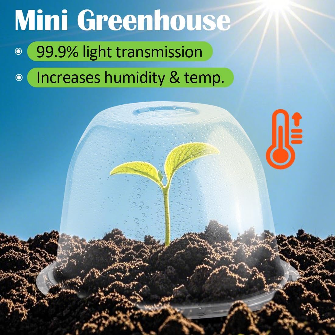 10" D × 6.7" H Plant Protectors from Animals, Garden Cloches for Seedlings Nursery Pots, Durable Humidity Domes with