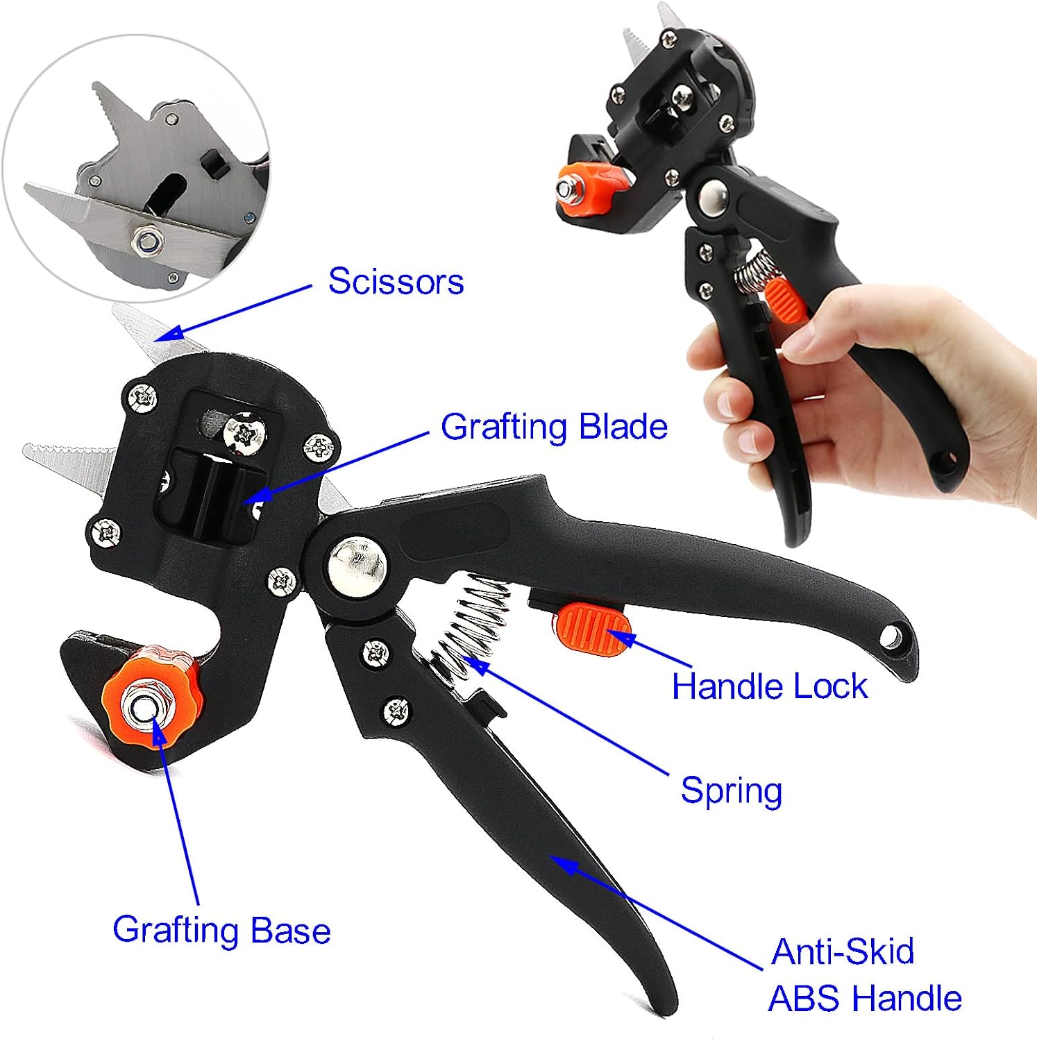 Upgrage Garden Grafting Tools, 2 in 1 Garden Pruning Tools Including Grafting Knife, Pruning Shears, Replacement Blades