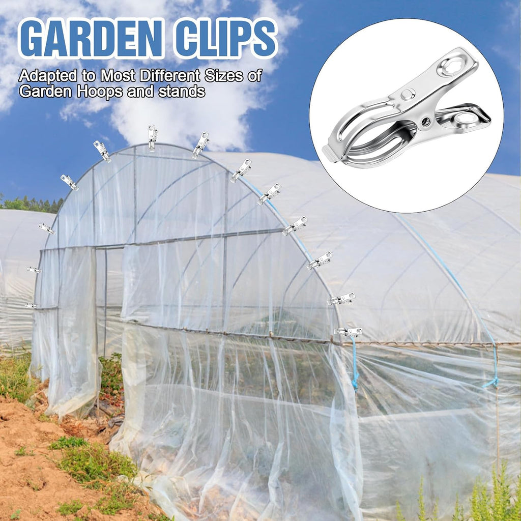 Upgraded 200 PCS Garden Clips, Greenhouse Clamps 100% Stainless Steel Heavy Duty Greenhuose Clips for Netting - Strong