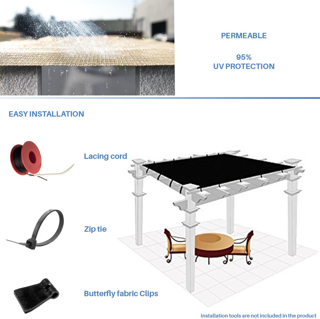 E&K Sunrise 12' x 2' Sun Shade Fabric Roll Outdoor Sun Shade Cloth Pergola Cover for Backyard Garden Patio Deck