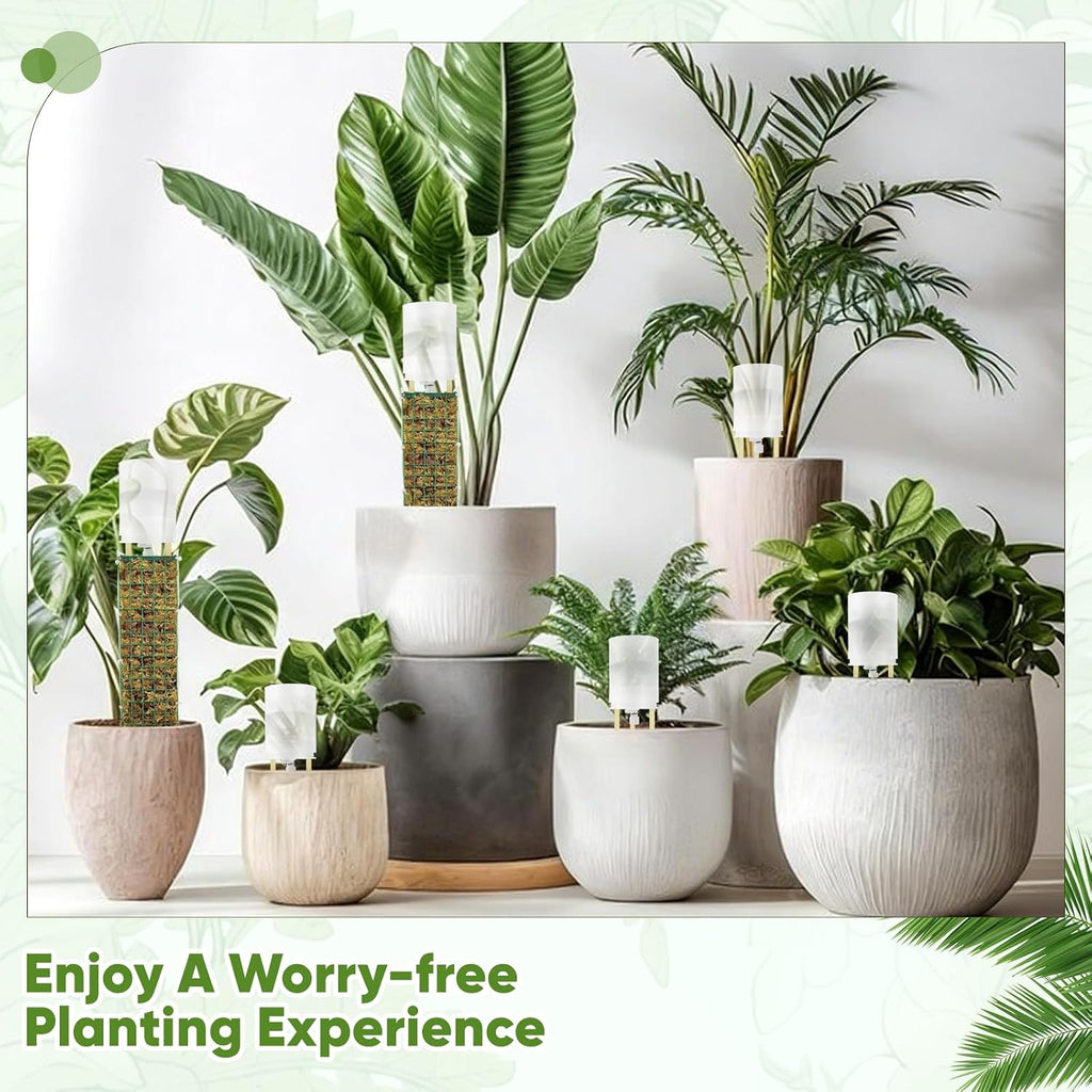 6 Pack Adjustable Moss Pole Watering Dripper,Self Watering Planter Insert with Flow Control, Automatic Watering Planter