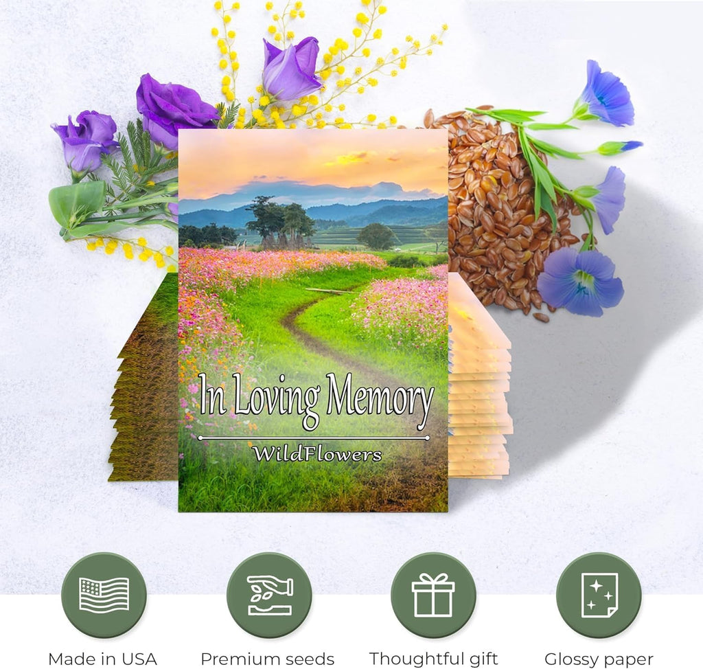 25 Wildflower Seed Packets - Celebration of Life Decorations - Funeral Favors - Memorial - Wild Flower Seeds Throw and