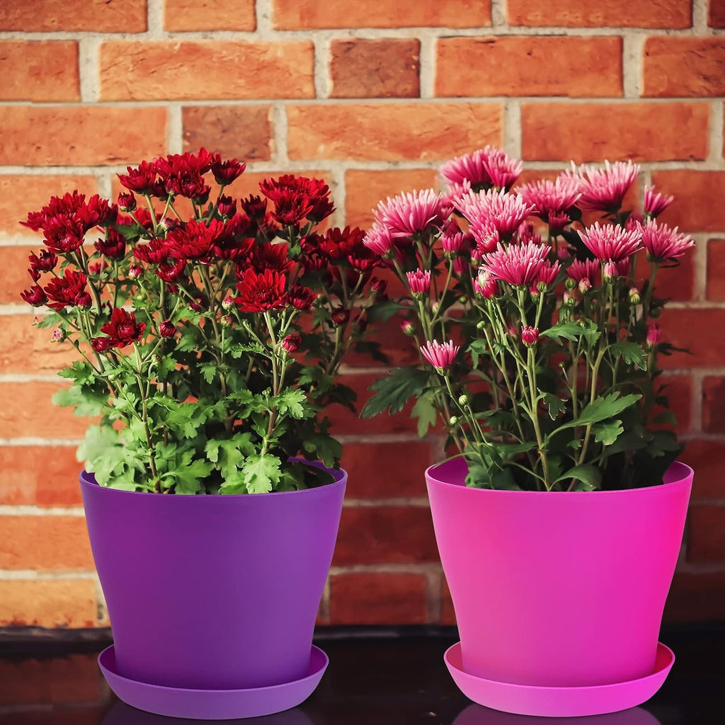 Hahood 20 Pack Plastic Planters 5.5 Inch Plant Flower Pot with Trays, Seedlings Nursery Pots Planter Flower Container