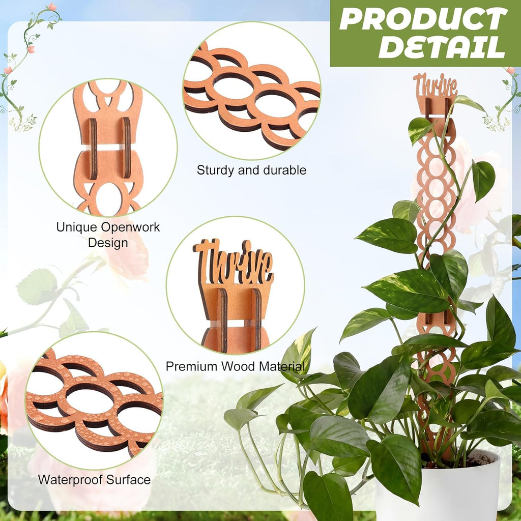 6 Sets Wooden Extendable Plants Trellis Indoor Modular Plant Trellis with Wood Thrive Sign Decor and Extensions for