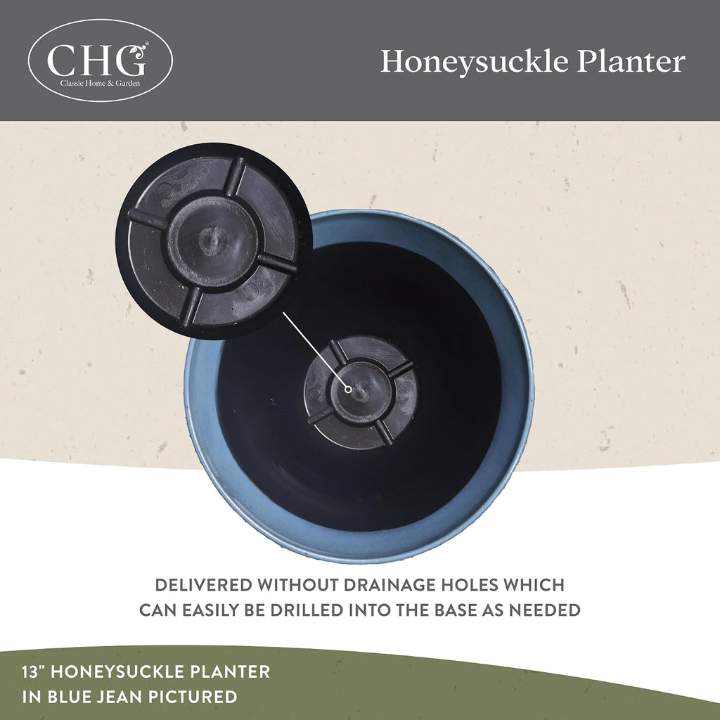 Honeysuckle Resin Planters - Lightweight Indoor & Outdoor Plant Pots - UV-Resistant Plastic Flower Pots - Pot Planters