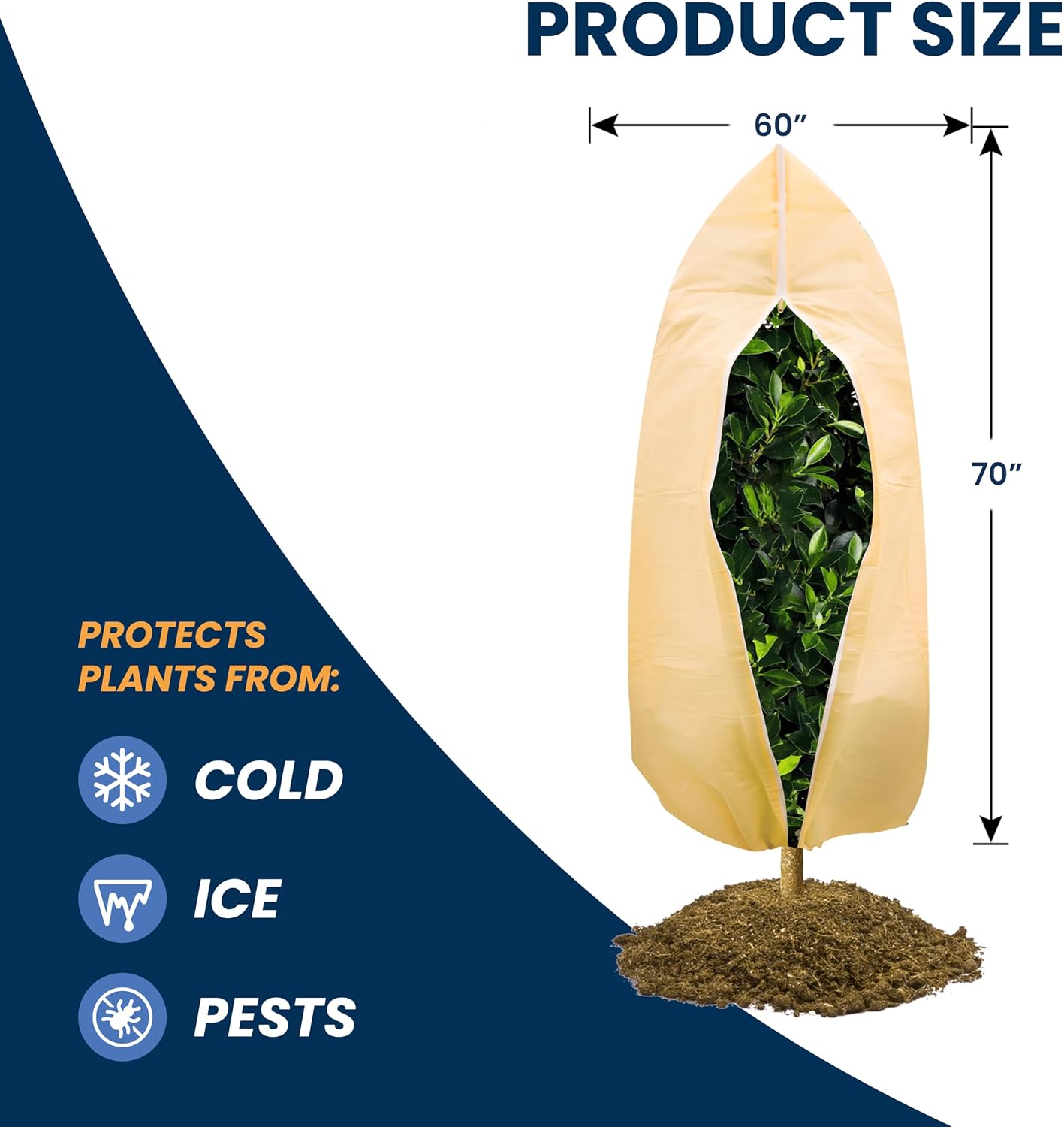 SCRUBIT Plant Covers Freeze Protection, 60 x 70 in. Frost Cloths for Outdoor Plants Fruit Trees & Shrubs with Zipper