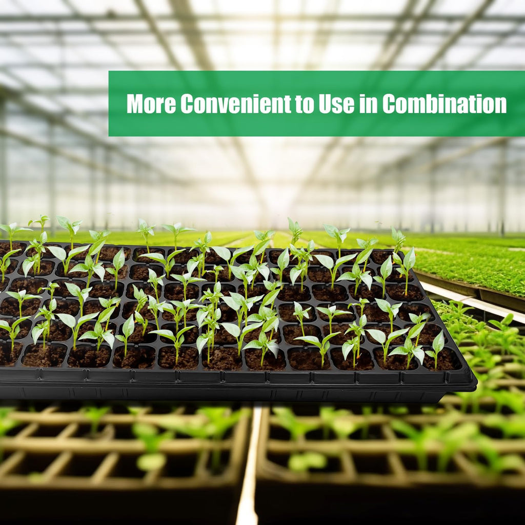 RooTrimmer 10 Pack 1020 Seed Starter Trays and 10 Pcs 72 Cell Plug Trays, Thick Durable Seedling Plastic Nursery Tray