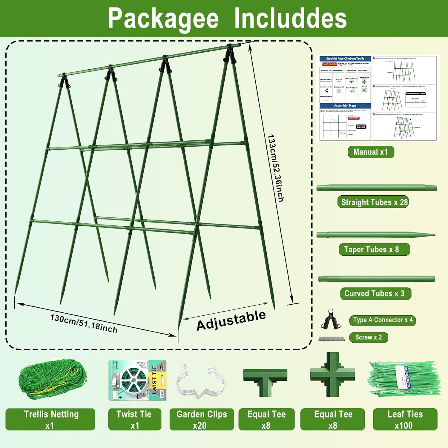 Cucumber Trellis for Raised Bed, A-Shape Arch Metal Garden Trellis for Climbing Plants, Heavy Duty Plant Trellis