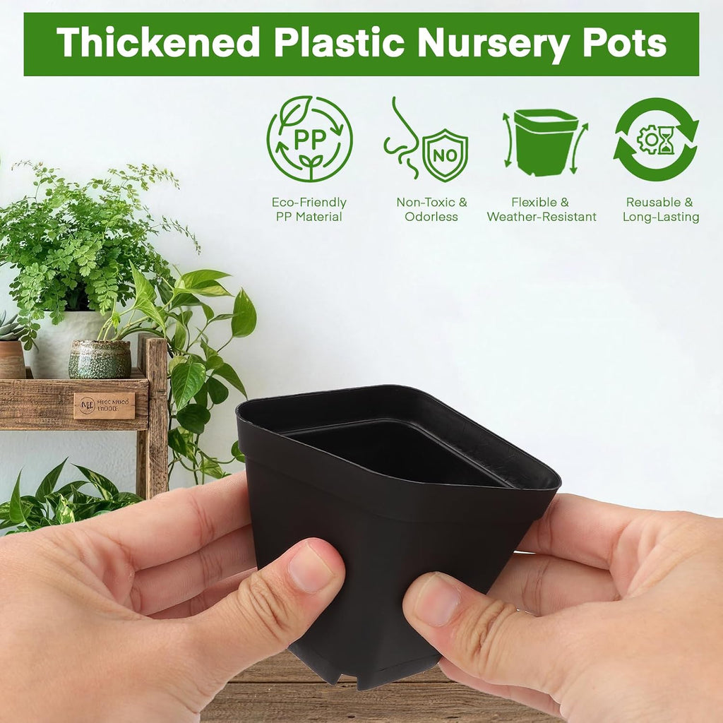 GREANER 120PCS Nursery Pots for Plants, 2.7 Inch Seed Starting Pots with 20 Packs Plant Labels, Durable Planting Pots