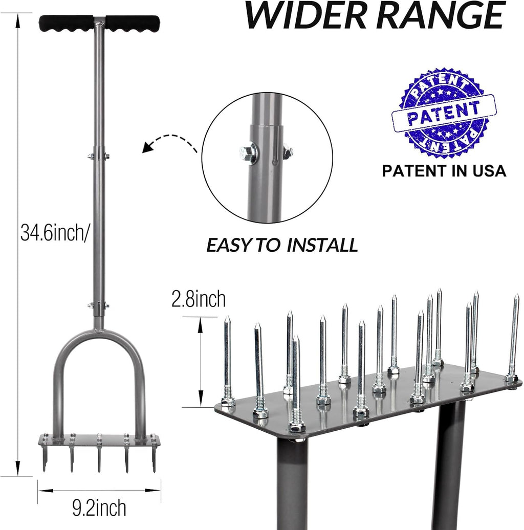 Walensee Manual Lawn Aerator Tool with 15 Iron Spikes, Garden Spike Aerator | Alternative to aerator shoes, patented
