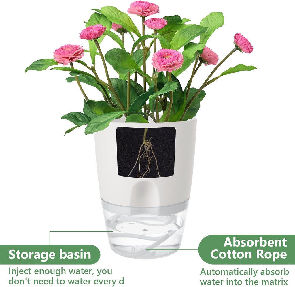 JMIATRY 15PCS Self Watering Pots 4 Inch Self Watering Planters for Indoor Plants Plastic 4 Inch Self Waterings Pots for