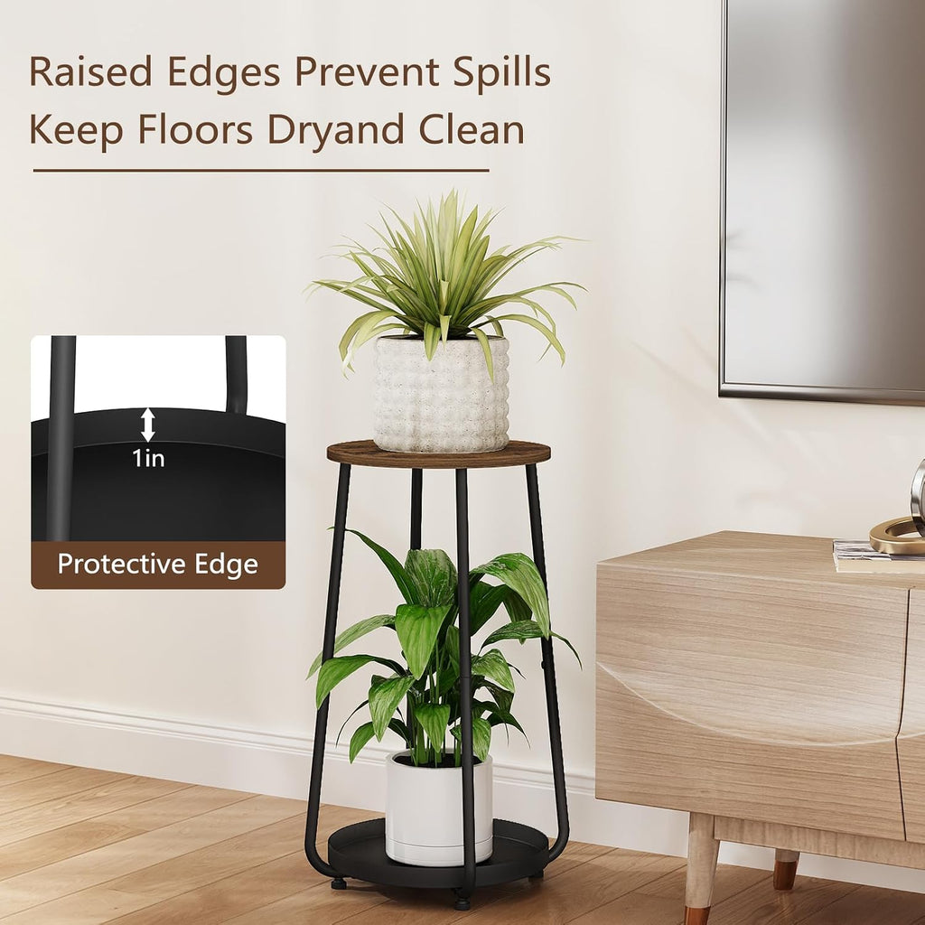 YINMIT Plant Stand Indoor Outdoor, 2 Tier Plant Stands, Flower Pot Holder | Small Plant Stand with Adjustable Feet