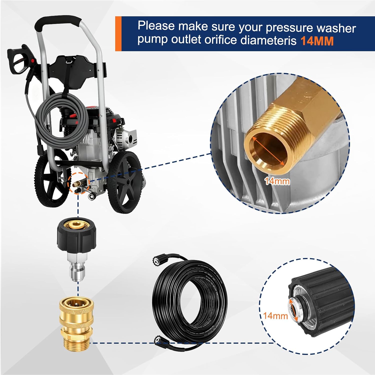 Pressure Washer Adapter Set, 9PCS Brass Quick Disconnect Kit, M22 Swivel to 3/8'' Quick Connect, 3/4" to Quick Release