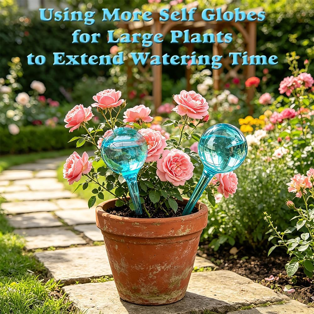 Plant Self Watering Globes, Large 12pcs Flower Automatic Watering Bulbs, Plastic Plant Flower Self Watering Devices