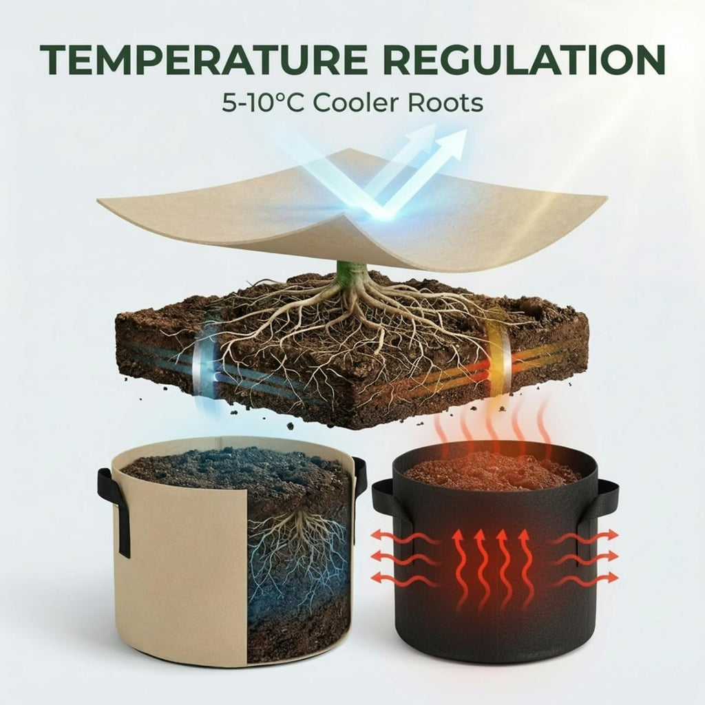 7 Gallon Grow Bags 5-Pack, 300G Thick Fabric Pots, Reinforced Handles | Reflective Heat,Breathable Planting Bags,5