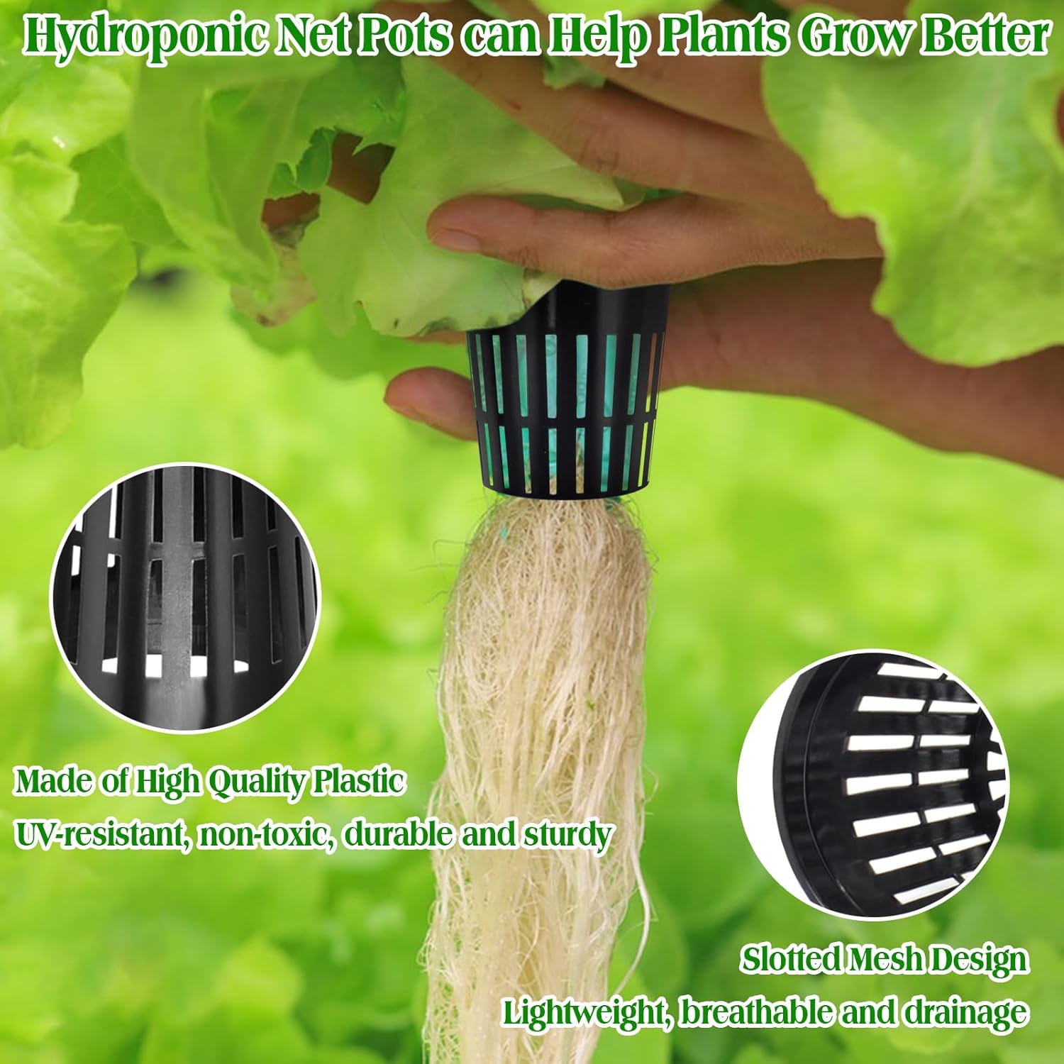 2 Inch Net Pots for Hydroponics 100 Pack Net Cups Hydroponic Baskets | 2 Inch 100 Pack Heavy Duty Mesh Hydroponic Net
