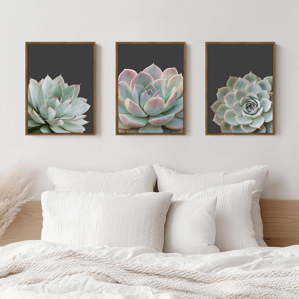 Zessonic Succulent Wall Art,Nature Plant Echeveria Wall Decor,12"x16"x3 | Nature Plant Echeveria Cactus Wall