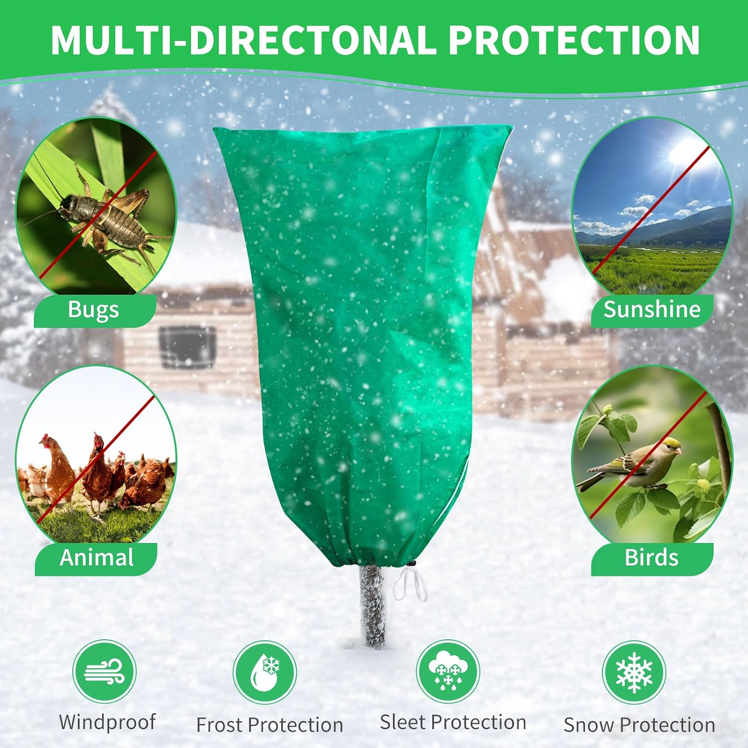 Phopich 4 Pack Plant Covers Freeze Protection 32''W x 48''H 2.5oz/yd² | Winter Tree Frost Blankets Frost Cloths