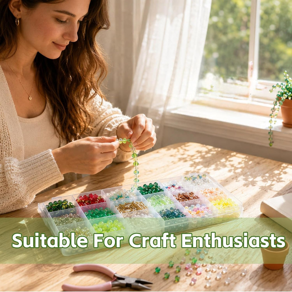 DREVIONARA 6384pcs Beaded Plants Kit Magnets for Fridge,Forever Plant Kit with Green Beads Leaf Glass Flowers for