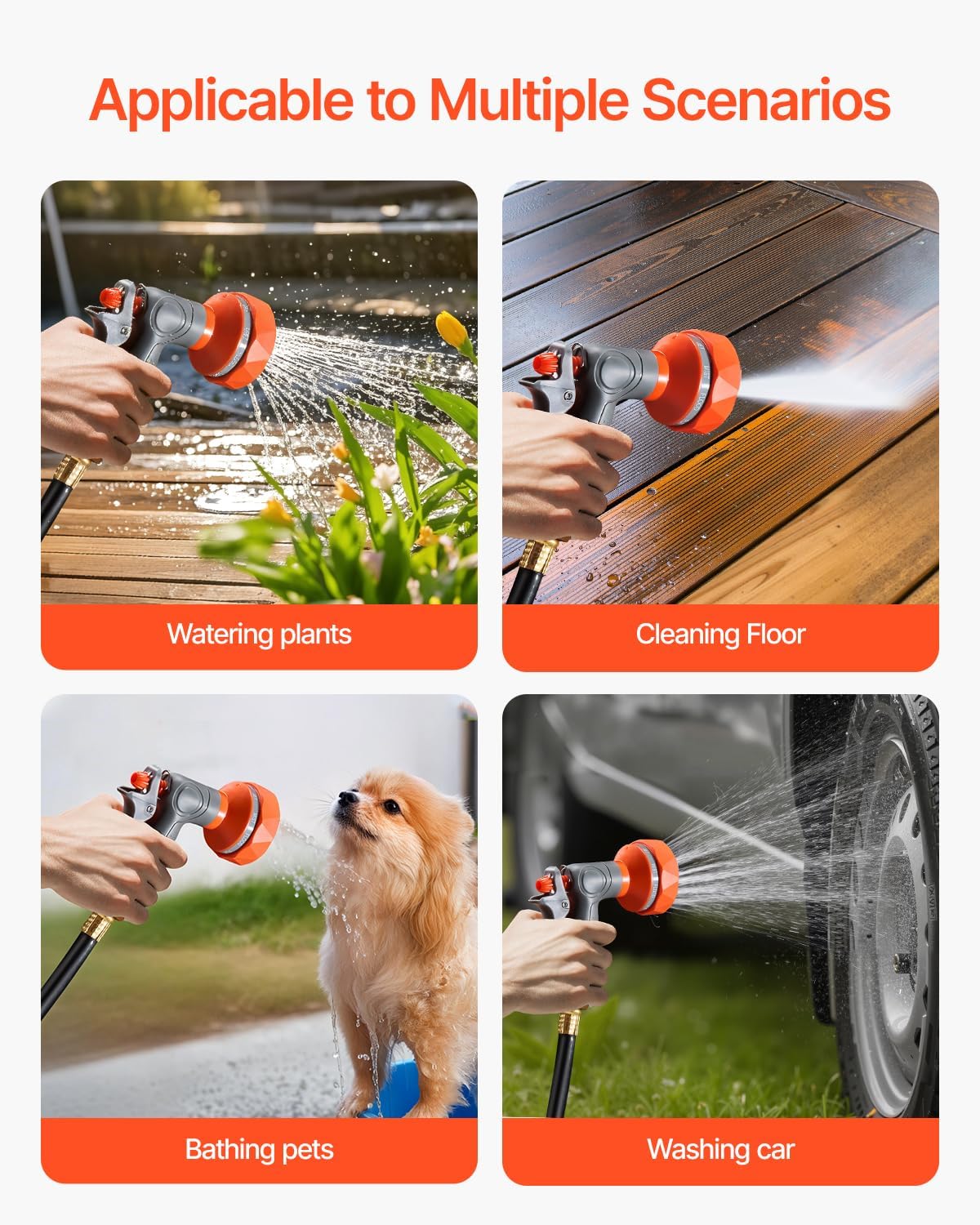 VEVOR Retractable Garden Hose Reel, 5/8 Inch x 100 ft Wall Mounted Hose Reel, Heavy Duty Garden Hose Reel with 9