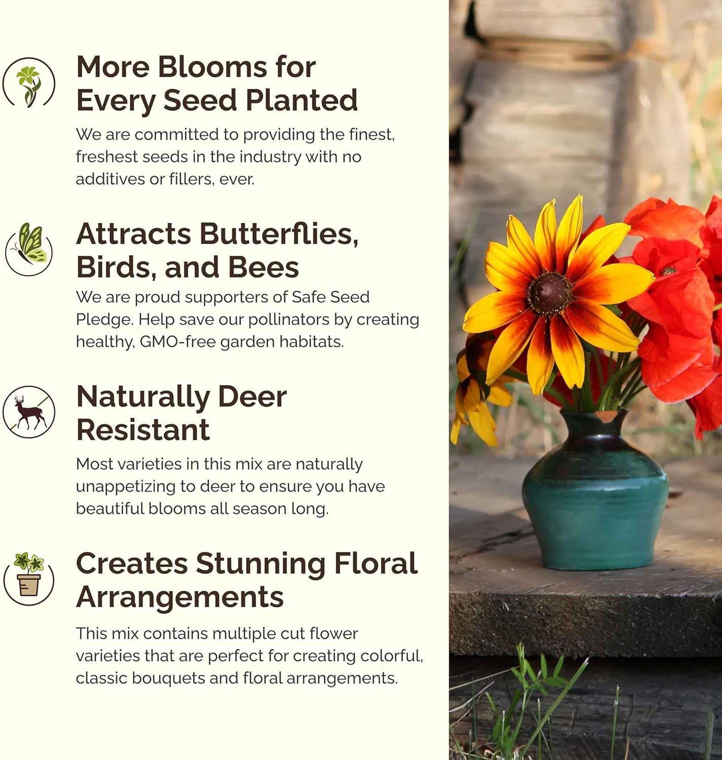 Eden Brothers Southeast Wildflower Mixed Seeds for Planting, 25 lb | 12,000,000+ Seeds with Cornflower, Blanket Flower