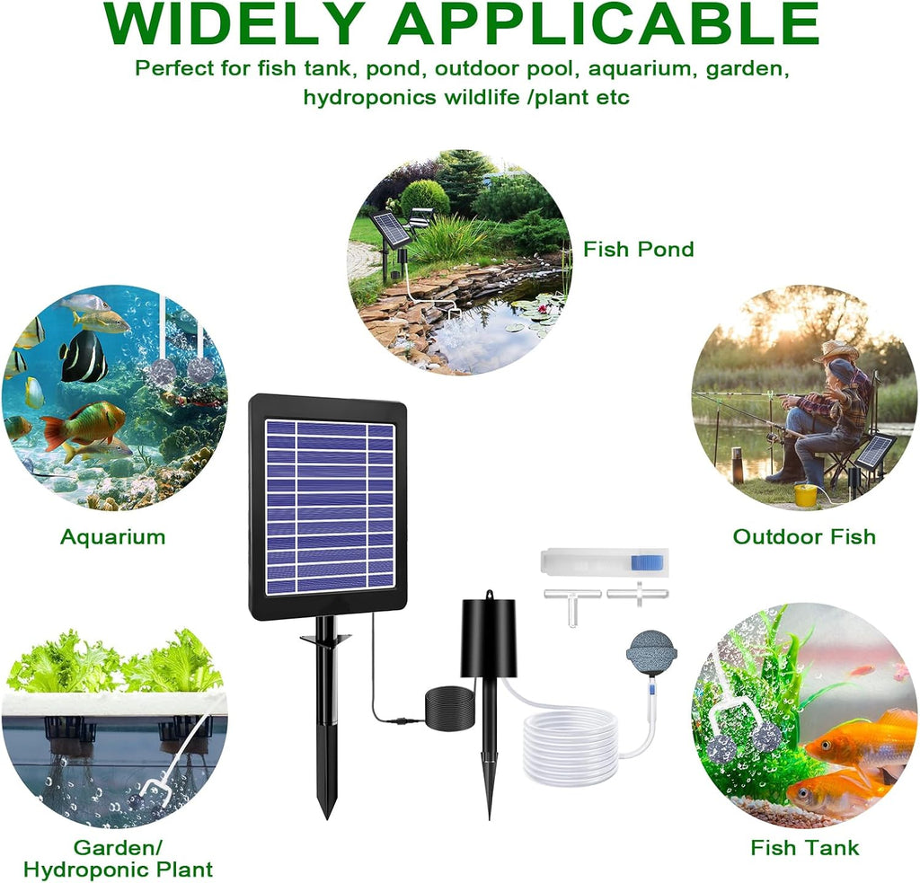 Solar Pond Aerator with Air Pump, 3 Modes(18H/36H/72H) Solar Aerator for Ponds Outdoor, 4W & 2200 mAh Solar Powered Air