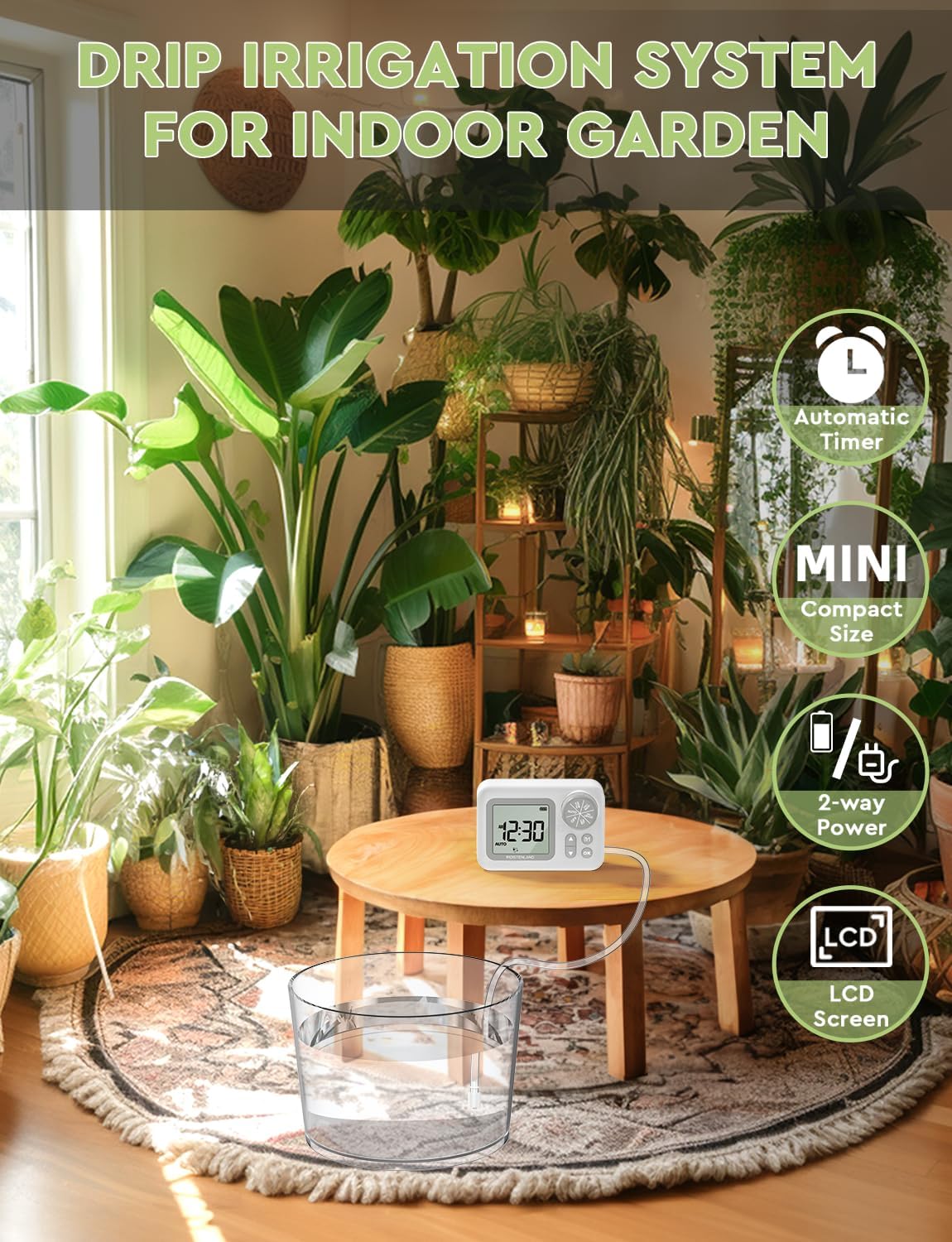 Automatic Watering System, 15 Potted Indoor Houseplants Support Plant Waterer, Vacation Plant Watering Devices, with