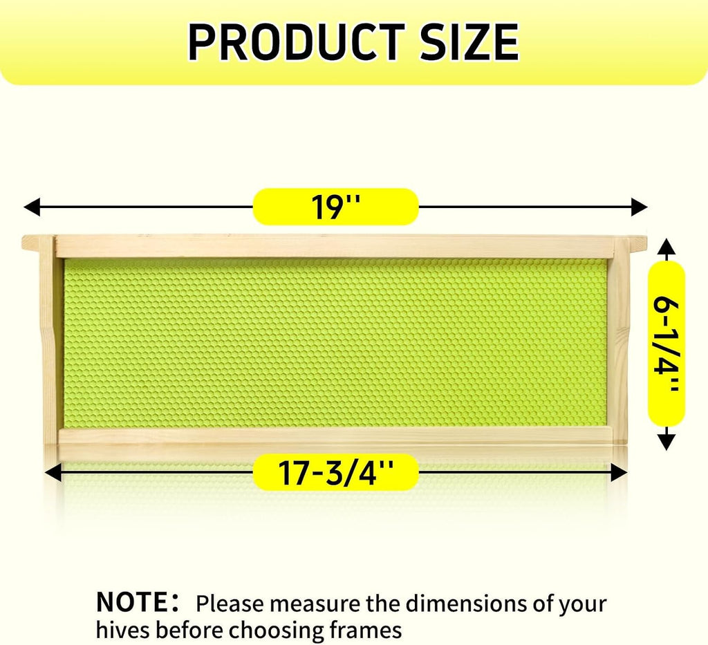 Medium Super Bee Frames with Food Grade Wax Foundations | 10 Pack, Unassembled Wood Bee Hive Frames, Beeswax Coated